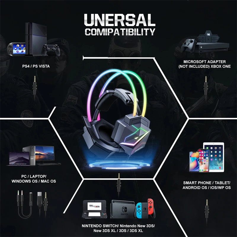 هدفون مخصوص بازی اونیکوما مدل X20 RGB-HEAD