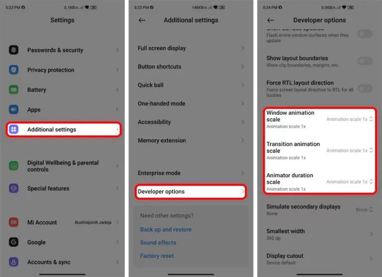 3-غیر فعال‌ سازی انیمیشن‌ ها